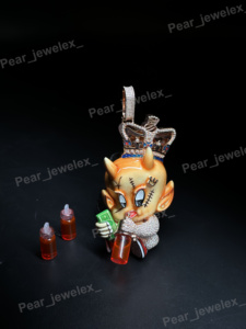 Colgante de Rey Demonio de Dibujos Animados, Plata de Ley 925, Moissanita VVS, Estilo Hip Hop, Colgante con Incrustaciones de Diamantes, Regalo Unisex - Product Image 2