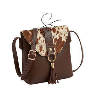 SEHRAINN Genuine Leather Crossbody Sling <b>Bag</b> Hair On Hide Tassel Purse <b>Boho</b> Mini Shoulder Handbag for Women - Product Image 1