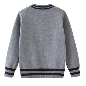 New Spring Autumn Unisex Children's High School Customized 100% Cotton Canvas Knitted Cardigan Contrast Casual Top Buttoned - Product Image 2