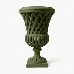 Urnes de jardin classiques en métal blanc avec motif en treillis pour la décoration intérieure et extérieure du jardin, jardinières pour fleurs - Product Image 2
