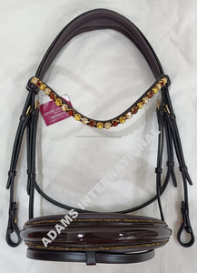 Bride de cheval en cuir de qualité supérieure de haute qualité avec rembourrage doux et bande de sourcils en cristal - Product Image 4