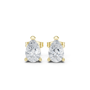 Best Selling Prong Set Minimal Diamond <b>Studs</b> For Women <b>Teardrop</b> Cut Lab Grown Diamond <b>Earrings</b> Available In 14k Yellow Gold - Product Image 2
