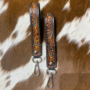 Clip para Llaves de Cuero Repujado, Llavero de Cuero Estilo Western, Correa de Muñeca Personalizada para Llaves, Llavero de Vaquera para Coche, Correa de Muñeca para Llaves - Product Image 3