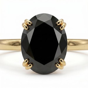 Anillo Solitario Ovalado de Moissanita Negra de 5CT para Unisex, Oro Sólido de 14K, Estilo Único y Elegante, Regalo para Enamorados - Product Image 6