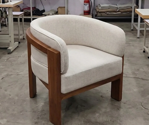 Cream Accent One Seat <b>Sofa</b> <b>Chair</b> Solid Wood Frame Tufted Lounge Armchair Minimalist Home Furniture for Living Room - Product Image 5