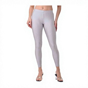 Stretchable Knitted Spandex Solid ODM High Waist <b>Cropped</b> Soft Breathable Women <b>Leggings</b> Slim Fit for Gym Yoga and Daily Use - Product Image 4