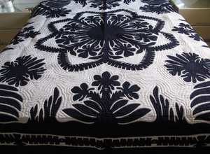 Couvre-lits hawaïens faits à la main en Inde, écologiques, taille King/Queen, motifs brodés, 100% coton, style vintage pour hôtel, décoration - Product Image 1