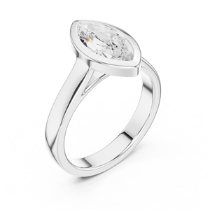 Anillo de compromiso con diamantes de engaste bazal, oro macizo de 14K, diamante de laboratorio de 2.00 CT con corte marquesa, joyería con engaste collet. - Product Image 6