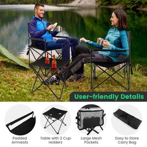 Ensemble de table et de chaises pliantes de camping pour l'extérieur avec sac de transport pour une utilisation en jardin - Product Image 6