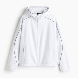 Sudadera con capucha de moda para hombre con cremallera, tejido de jersey lavado, ecológica, transpirable, cálida, de forro polar, estilo urbano. - Product Image 6