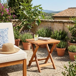 Outdoor <b>Table</b> Acacia Wood Traditional Outdoor Dining <b>Table</b>-UV-Resistant Waterproof Lightweight Durable Stackable Hotel - Product Image 5