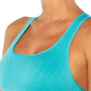Sujetador Deportivo Elegante sin Costuras con Canalé y Soporte Alto, con Logotipo Frontal, Ecológico, de Secado Rápido, Top de Yoga y Fitness para Mujer - Product Image 4