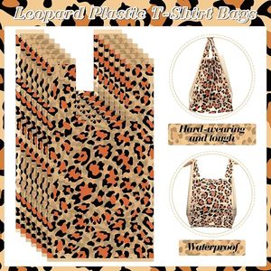 ถุงพลาสติกลายเสือดาวแบบมีหูหิ้ว ถุงสินค้าขายส่งแบบใช้แล้วทิ้ง ถุงของขวัญสำหรับร้านอาหารและร้านขายของชำ - Product Image 3