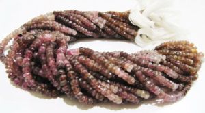 Cadena de cuentas facetadas de turmalina rosa natural, forma rondelle, 14 pulgadas de largo - Product Image 2