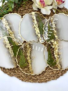 Resin <b>Coaster</b> Set For Everyday Use <b>Heat</b> Resistant Durable Drink Protection With Elegant Decorative Design - Product Image 4