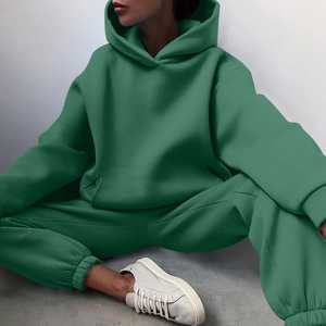 Conjunto Deportivo de Dos Piezas para Mujer, Sudadera con Capucha y Pantalones Deportivos, Transpirable, de Algodón Grueso, Marca Blanca - Product Image 3