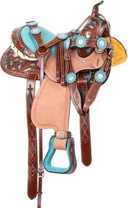 Juego de tachuelas de cuero genuino de primera calidad, monturas de carreras occidentales e inglesas para montar a caballo - Product Image 6