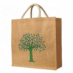 Sac fourre-tout réutilisable écologique en toile de jute, lin et coton Sac à provisions pliable avec logo personnalisé et imprimé pour supermarché - Product Image 1
