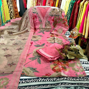 Nueva llegada Venta caliente Jarna Silk con trabajo hecho a mano Kurti Pant y Dupatta Fabricante Mayorista de Surat a la tarifa más baja - Product Image 1