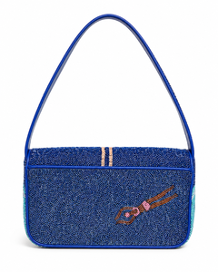 Bolso de Hombro Cuadrado con Cuentas de Vidrio Hechas a Mano con Temática Oceánica, Diseño Geométrico Clásico, Bolso de Solapa de Alta Calidad para Mujer - Product Image 3