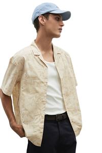 Camisas de resort de manga corta con estampado de tejido de algodón 100% de marca personalizada de ajuste Regular para hombre de alta tendencia - Product Image 5