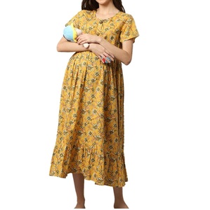 Vestido de Fiesta de Talla Grande de Alta Calidad, Vestido Largo de Maternidad para Enfermeras con Estampado Floral y Serigrafía para Mujeres Embarazadas - Product Image 6