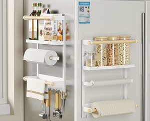 Creative Household Multi-function Magnetic Refrigerator <b>Shelf</b> Kitchen Punch-free Movable Metal Wrap Three Layer Wall <b>Rack</b> - Product Image 3