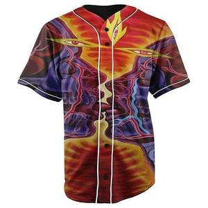 Maillot de baseball unisexe blanc à col en V, manches courtes, boutons sur le devant, respirant, séchage rapide, polyester sublimé, vêtements de sport, coupe classique - Product Image 1