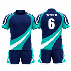 Custom Wholesale <b>Mens</b> Rugby Jersey Set Breathable Durable Quick Dry OEM Professional Printed Sublimated Team Rugby Shirt Shorts - Product Image 2