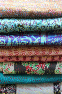 <b>Vintage</b> Kantha Silk <b>Scarf</b> Reversible 100 Percent Silk Sari Saree Wrap Indian Dupatta Boho Shawl Gifts Wholesale Handmade Premium - Product Image 5