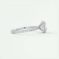 Bague de fiançailles solitaire avec diamant rond de laboratoire de 2,50 carats, sertie pavé 3/4 et halo caché en or blanc 14 carats