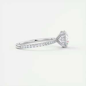 Bague de fiançailles solitaire avec diamant rond de laboratoire de 2,50 carats, sertie pavé 3/4 et halo caché en or blanc 14 carats - Product Image 5