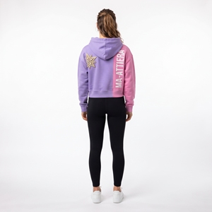 Sweat-shirt à capuche court pour femme, violet et rose, avec broderie étoile, style streetwear, personnalisable, taille XL - Product Image 6