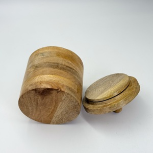 สินค้าขายดี กล่องเก็บของทรงกลมไม้เคลือบผิวธรรมชาติ ขนาดใหญ่ สำหรับเก็บกาแฟ น้ำตาล เครื่องเทศ แป้ง และของใช้ในครัว - Product Image 5