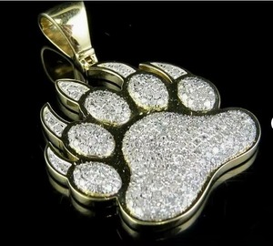 Pendentif Patte d'Animal de Haute Qualité au Design Hip Hop, Plaqué Argent 925, Micro-Incrustation de Moissanite, Style Hip Hop, Bijou Unisexe - Product Image 1