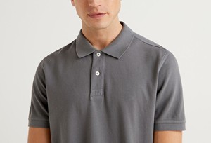 Polo homme tendance 2026, couleur unie, manches courtes, coton piqué, coupe classique, style décontracté, gris, boutons, respirant - Product Image 5