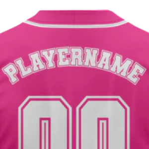 Pink Baseball Jersey Short Sleeve Button Up Custom Team Uniform Breathable Polyester <b>Athletic</b> Sports Shirt - Product Image 6