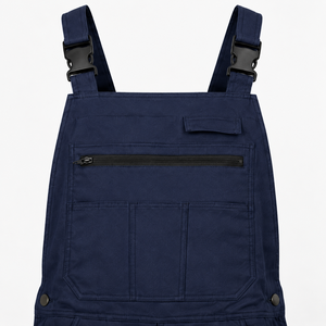 Custom Cotton Twill Bib <b>Overalls</b> for <b>Men</b> Adjustable Buckle Straps Zipper Chest Pocket Durable Factory Workwear - Product Image 4