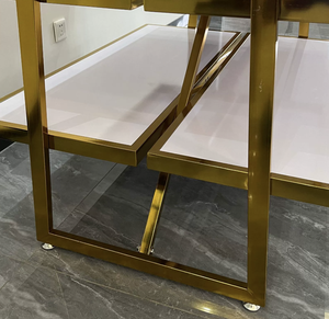 Étagère de présentation industrielle double face à 4 niveaux en acier inoxydable doré robuste pour magasin de détail, supermarché - Product Image 6