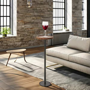 Lot de 1 table d'appoint ronde en métal et en bois à vendre pour intérieur, extérieur, maison ou bureau, tables basses pour salon ou boissons - Product Image 2