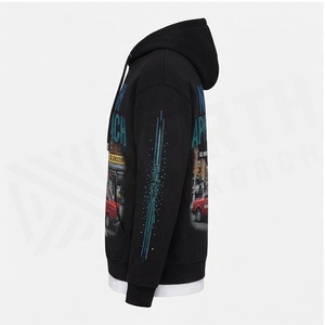 Sweat-shirt à capuche pour homme North Approach, imprimé strass noir, style streetwear décontracté, coupe classique, automne - Product Image 3