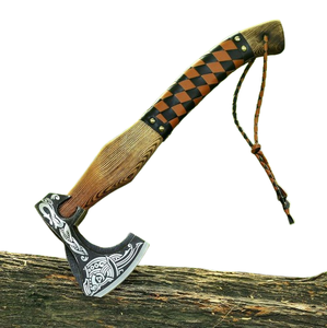 Hacha Vikinga Forjada a Mano al por Mayor, Hacha Tomahawk para Acampar al Aire Libre, Caza, con Mango de Madera y Hoja Grabada, Hacha de Supervivencia - Product Image 5