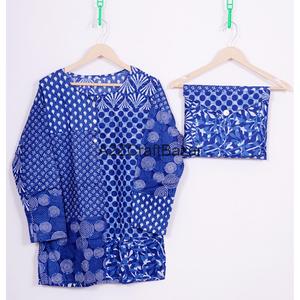 Ensemble de pyjama en coton élégant pour femmes, fait main en Inde, imprimé floral, satiné, robe de nuit/de soirée, été, motif floral - Product Image 2