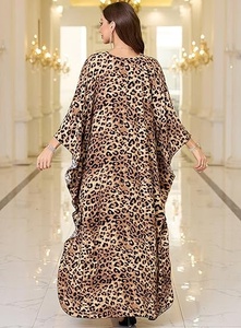 Women Leopard Print Chiffon Maxi Dress V-Neck Asymmetric Draped Plus Size Long Beachwear One Piece Fashion Dress - Product Image 3