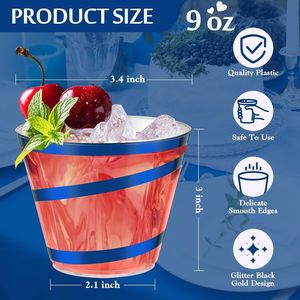 Bicchieri di Plastica Blu con Bordo Ondulato, Eleganti Calici Usa e Getta per Feste di Halloween e Natale, Set da 50 Pezzi - Product Image 4