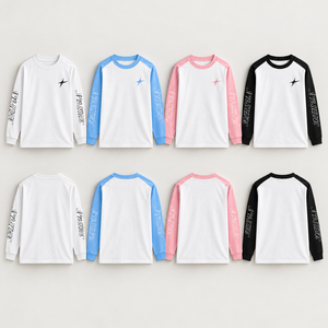 T-shirt Raglan Unisexe N19 Studios Personnalisé 100% Coton Manches Longues Coupe Classique Uni Streetwear 220g Logo Avant Respirant - Product Image 2