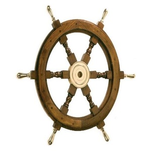 Wooden <b>Ship</b> <b>Wheel</b> Premium Decorative Maritime Feature for Coastal Living Spaces and Nautical Wall Styling - Product Image 2