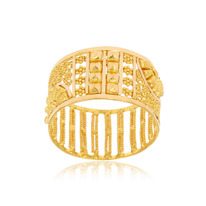 18K Gold Plated Wide Openwork Geometric <b>Ring</b> for Women Luxury Dubai <b>Arabic</b> Style Statement Finger <b>Ring</b> - Product Image 1