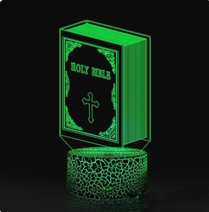 Lámpara LED de Noche con Cruz de Jesús en 3D, Ilusión Óptica, 7 Colores Cambiantes, Interruptor Táctil, Lámpara Decorativa de Mesa para Regalo de Cumpleaños - Product Image 2