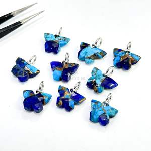 Colgante de Mariposa de Turquesa Azul Mohave AAA Lapis Blue, Plata 925, Gema de Turquesa Azul Tallada a Mano - Product Image 3